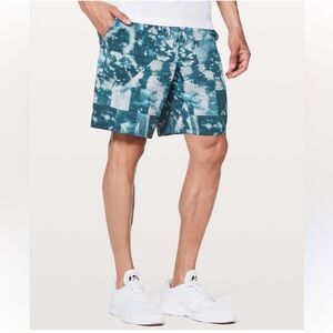 Mens Lululemon Pace Breaker Lined Short Large EUC Out Of Mind Bleached Indigo